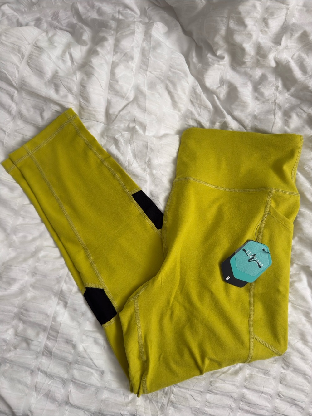 LuLaRoe Neon Yellow Active Leggings with Pocket Accents